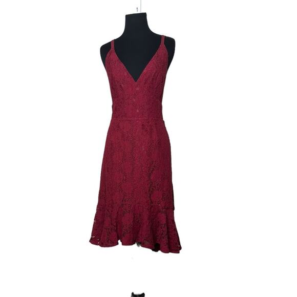 Lulus red lace open cross back party dress size m - Picture 9 of 12